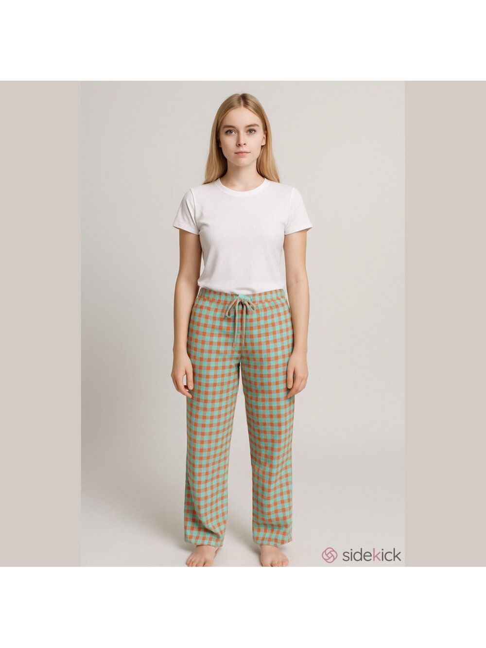 Psycho Bunny Pajama Pants Size M Teal and Orange Plaid Unisex